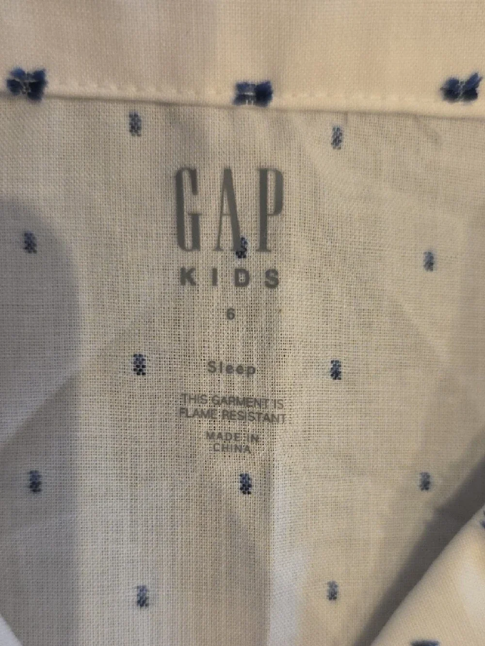 NWOT GAP White and Navy Short Pajama Set with Dot Print Girls Size 6